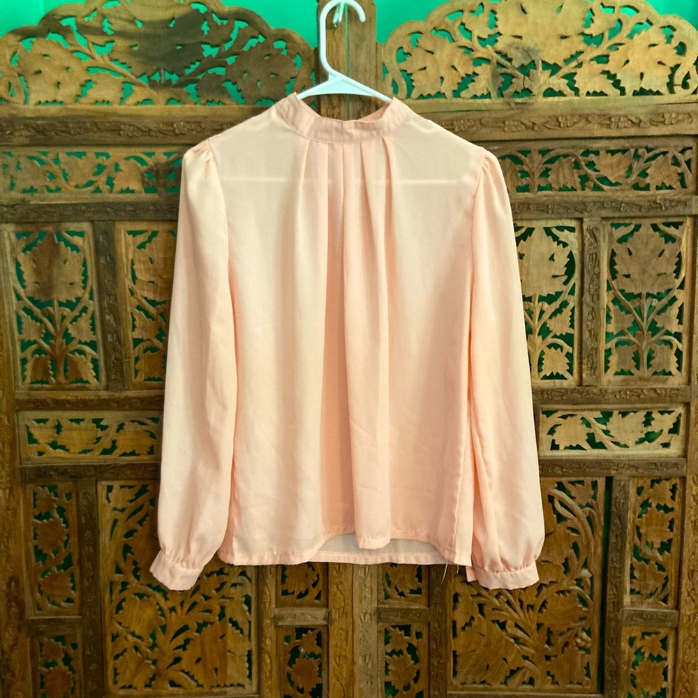 Peach high neck Victorian blouse